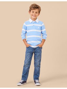 U.S. POLO ASSN. - Blue Kids Horizontal Striped Regular Fit Polo T-Shirt