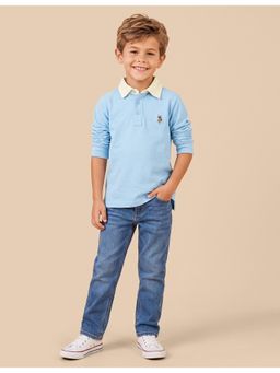 U.S. POLO ASSN. - Blue Kids Solid Regular Fit Polo T-Shirt