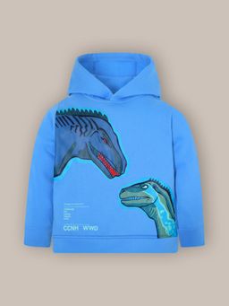 CHERRY CRUMBLE BY NITT HYMAN - Blue Solid Polyester Straight Hoodie