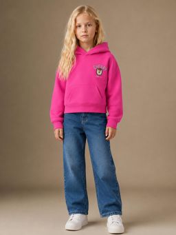 CHERRY CRUMBLE BY NITT HYMAN - Pink Solid Polyester Straight Hoodie