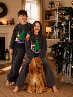 CHERRY CRUMBLE BY NITT HYMAN - Dark Grey Solid Polyester Straight Sweatshirt with Pyjama