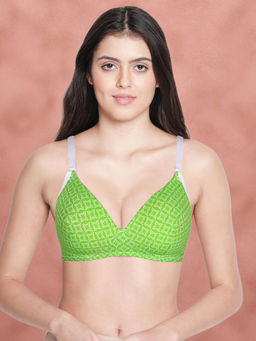 Shyaway - Susie BY Shyaway Harlequin Green Printed Cotton Padded Everyday Bra