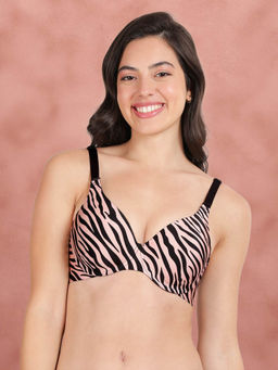 Shyaway - HANA Pink Zebra Broad Winged Seamless T-Shirt Bra