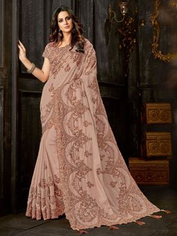 Odette - Pink Tissue Designer Saree with Unstitched Blouse