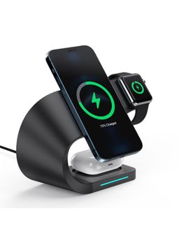 SEVENAIRE - D1800 3-in-1 Wireless Mag-Safe Charger for iPhone 12,13, iWatch 7 to 2 ,Airpods (Black)