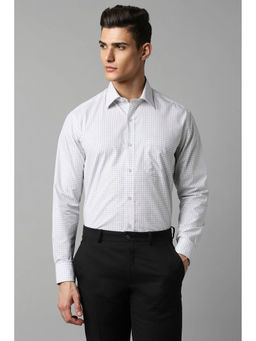 Louis Philippe - Men White Classic Fit Check Full Sleeves Formal Shirt