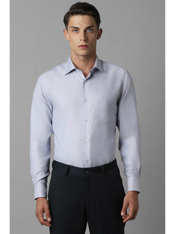 Louis Philippe - Men Blue Classic Fit Textured Full Sleeves Formal Shirt