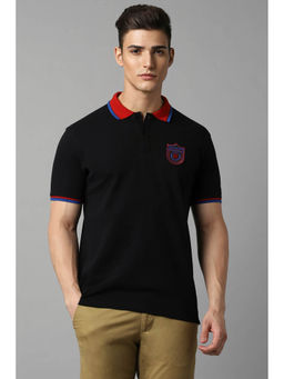 Louis Philippe - Men Black Solid Polo T-Shirt