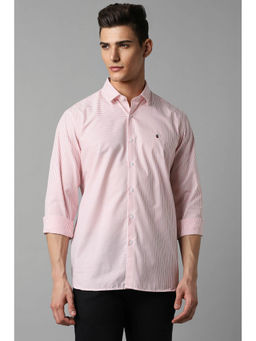 Louis Philippe - Men Pink Slim Fit Stripe Full Sleeves Casual Shirt