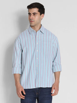 American Eagle - Men Blue Everyday Relaxed Striped Oxford Button-Up Shirt