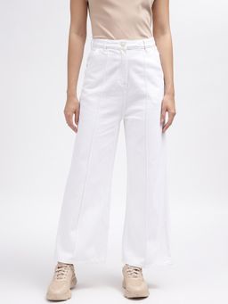 ELLE - Women White Solid Flared Jeans