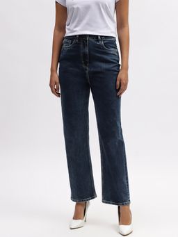 ELLE - Women Blue Solid Straight Fit Jeans