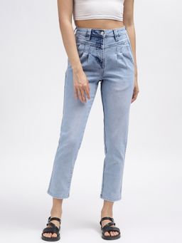 ELLE - Women Blue Solid Slim Straight Fit Jeans