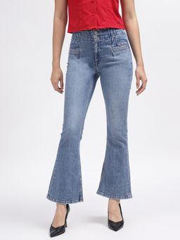 ELLE - Women Blue Solid Bootcut Jeans