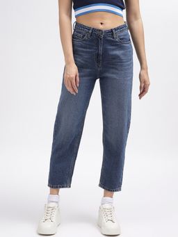 ELLE - Women Blue Solid Relaxed Fit Jeans