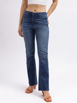 ELLE - Women Blue Solid Bootcut Mid-Rise Jeans