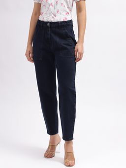 ELLE - Women Blue Solid Tapered Fit Mid-Rise Jeans