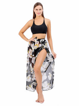 CrossKulture - Black Animal Printed Cover Up Sarong