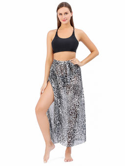 CrossKulture - Black Animal Printed Cover Up Sarong