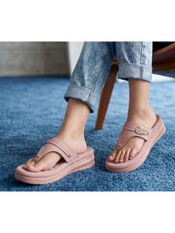 Aroom - Peach Trendy Platform Toe-Ring Sandals for Women