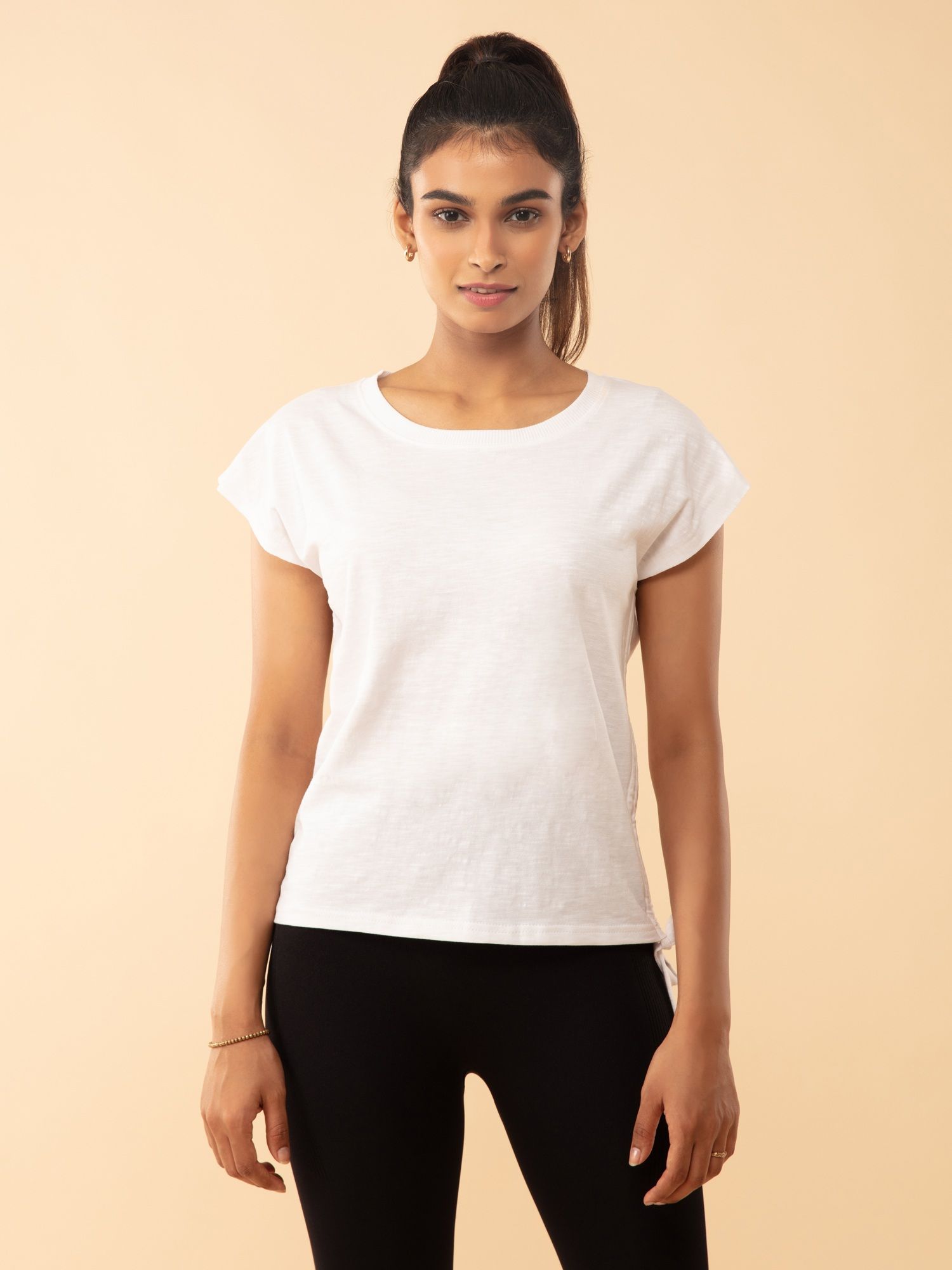 Summer Tee With Pull up Ruching at Sides - NYAT240 Bright White-picture-14