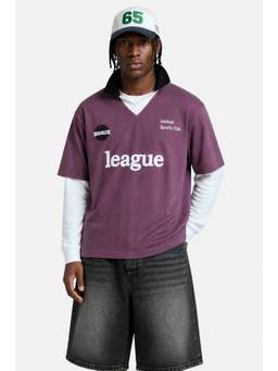 Snitch - Purple Stripes Half Sleeves Oversized Casual T-Shirt for Men