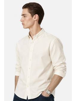 Snitch - Off White Solid Full Sleeves Regular Semi Formal Shirt for Men