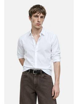 Snitch - White Solid Full Sleeves Slim Semi Formal Shirt for Men