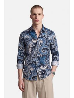 Snitch - Dark Blue Paisley Full Sleeves Slim Casual Shirt for Men