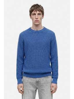Snitch - Blue Textured Full Sleeves Relaxed Casual Sweater for Men