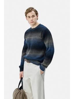 Snitch - Blue-Grey Ombre-Dyed Full Sleeves Regular Casual Sweater for Men