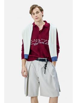 Snitch - Maroon Self-Design Full Sleeves Boxy Casual Sweater for Men