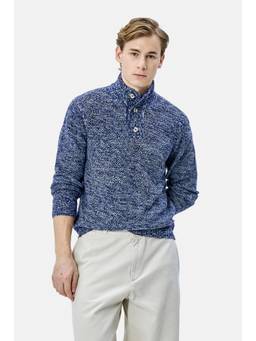 Snitch - Blue Textured Full Sleeves Relaxed Casual Sweater for Men