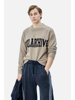 Snitch - Light Brown Textured Full Sleeves Boxy Casual Sweater for Men