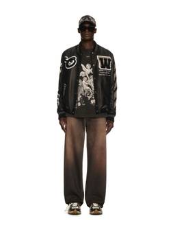 OFF-WHITE - Men's Leather Varsity Jacket - Black - Black