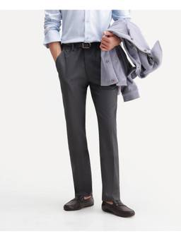 Rare Rabbit - Bevon Men Dark Grey Plain Regular Fit Trousers