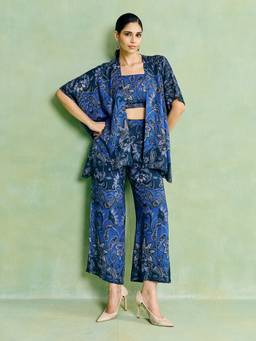 Aarke Ritu Kumar - Women Blue Floral Viscose Co-Ord Set