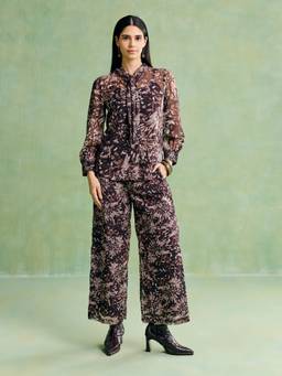 Aarke Ritu Kumar - Women Brown Printed Polyester Co-Ord Set