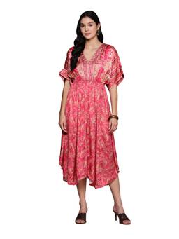 Aarke Ritu Kumar - Women Pink Printed Polyester Dress