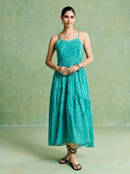 Aarke Ritu Kumar - Women Blue Printed Cotton Dress