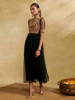 Aarke Ritu Kumar - Women Black Embroidered Polyester Dress