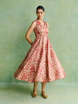 Aarke Ritu Kumar - Women Beige Floral Polyester Dress