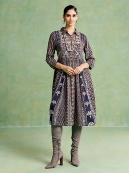 Aarke Ritu Kumar - Women Black Printed Viscose Dress