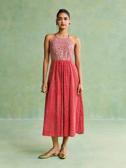 Aarke Ritu Kumar - Women Red Printed Viscose Dress