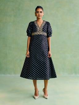 Aarke Ritu Kumar - Women Black Printed Polyester Dress