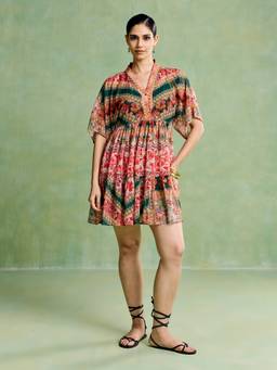 Aarke Ritu Kumar - Women Multi-Color Floral Polyester Dress with Camisole