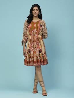 Aarke Ritu Kumar - Women Ivory Printed Viscose Blend Dress