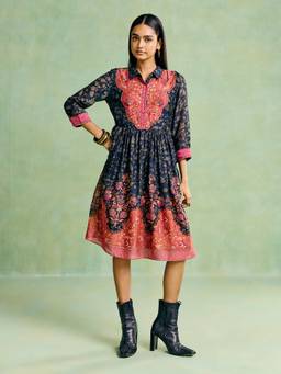 Aarke Ritu Kumar - Women Black Printed Modal Dress