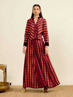 Aarke Ritu Kumar - Women Multi-Color Checks Viscose Blend Co-Ord Set