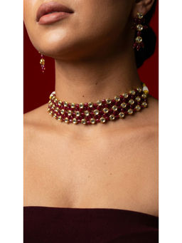 Jovi's Jewels - Red Quartz And Kundan Choker With Earrings